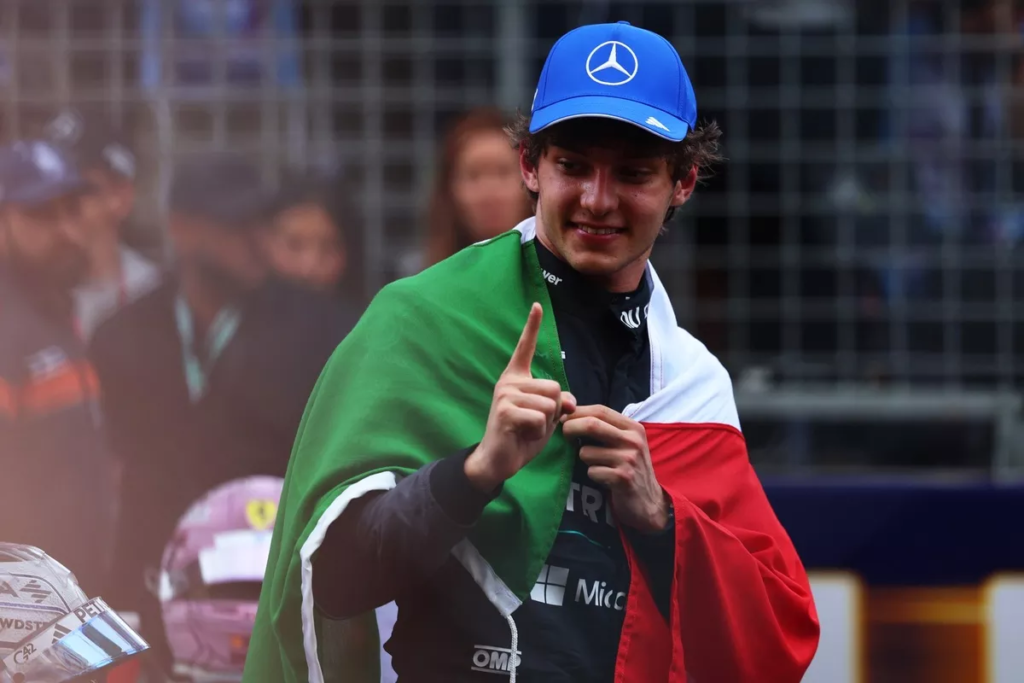 Kimi Antonelli celebrates Monaco Grand Prix 2026 victory